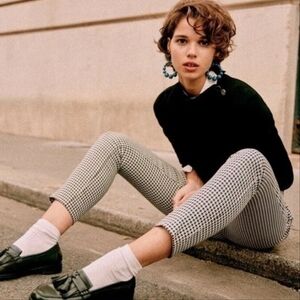 Sezane Clara Trouser Black Houndstooth 36 NWOT